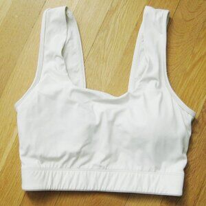 Varley Delta Athletic White Cream Sports Bra Size S Elastic Band Wide Straps